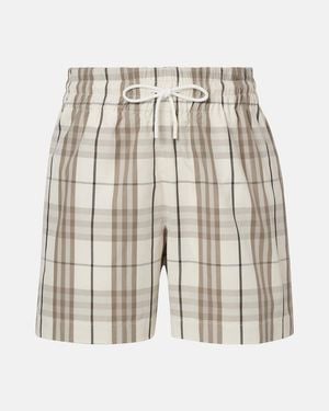 Burberry Check Cotton Shorts - Natural