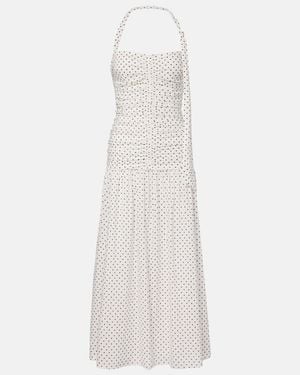 Posse Edie Polka-Dot Halterneck Midi Dress - White