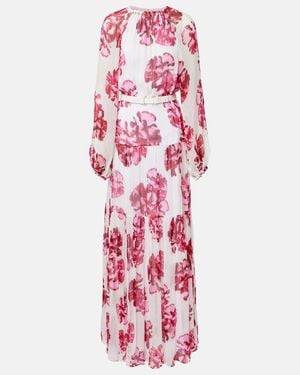 Rebecca Vallance Damask Floral Georgette Gown - Red