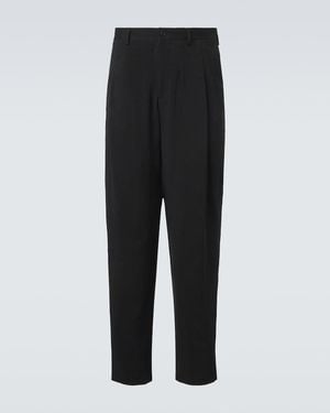 Giorgio Armani Pleated Tapered Trousers - Black