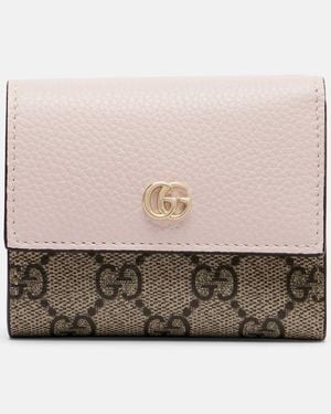 Gucci Gg Marmont Mini Leather-Trimmed Wallet - Natural