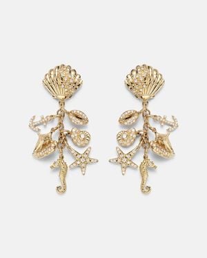 Sydney Evan Multi Sea Life Clam Shell 14Kt (585/1000) Drop Earrings With Diamonds - Metallic