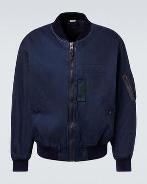 A.PRESSE Vintage Silk And Cotton Bomber Jacket - Blue