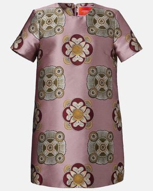 La DoubleJ Swing Satin Jacquard Minidress - Pink