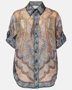 Zimmermann Wanderlust Printed Silk Top - Grey