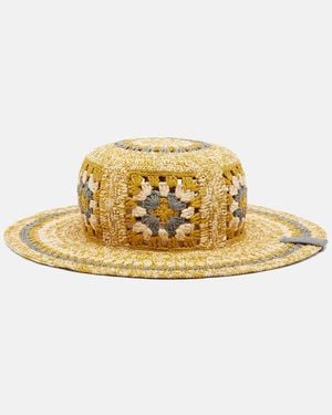 Loewe Paula's Ibiza Crochet Raffia Bucket Hat - Metallic