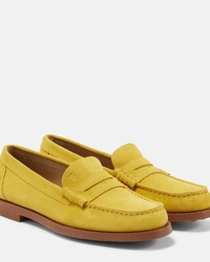 Tod's Suede Penny Loafers - Yellow