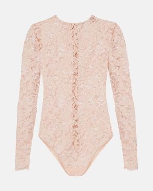 Self-Portrait Floral Lace Bodysuit - Pink
