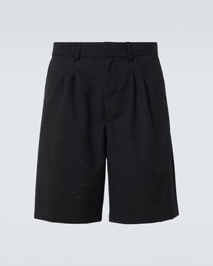 Commas Heathered Cotton And Wool Shorts - Black