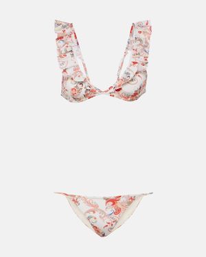 Etro Paisley Ruffled Bikini - Pink
