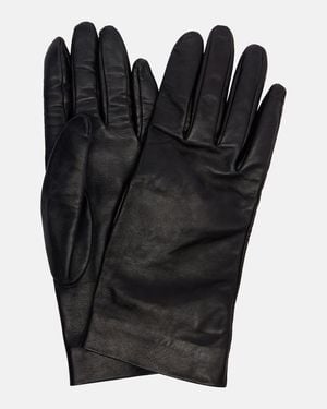 Saint Laurent Guantes Cassandre De Piel - Negro