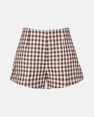Posse Sadie Gingham Linen Shorts - Red