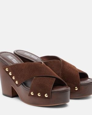 Paris Texas Marisol Suede Platform Mules - Brown