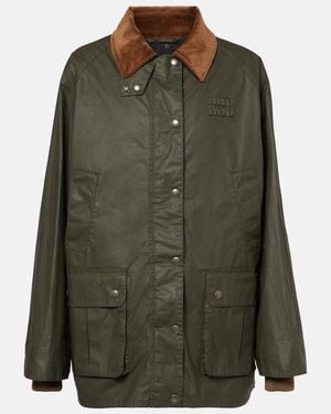 Miu Miu Corduroy-Trimmed Poplin Jacket - Green