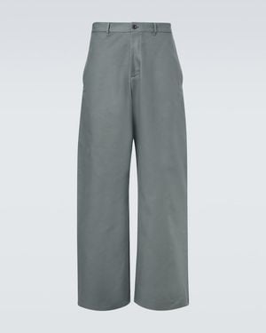 Acne Studios Cotton Satin Wide-Leg Pants - Gray