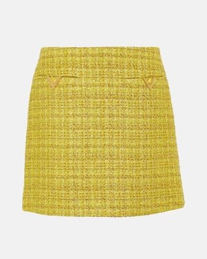 Valentino Vgold Tweed Miniskirt - Yellow