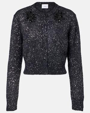 Erdem Verzierter Cropped-Cardigan - Blau