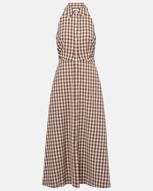 Veronica Beard Mackey Gingham Seersucker Midi Dress - Natural