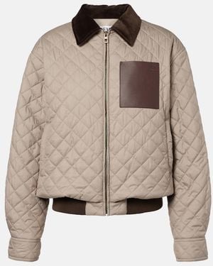 Loewe Anagram Leather-Trimmed Quilted Jacket - Brown
