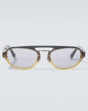 Brunello Cucinelli Intarsia Rays Aviator Sunglasses - Metallic