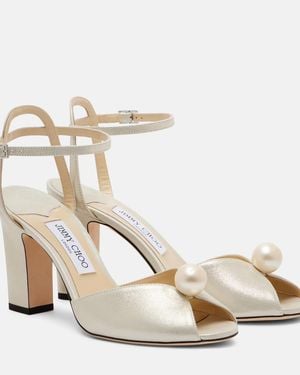 Jimmy Choo Sacaria 85 Leather Sandals - Natural