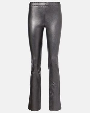 Stouls Jp Long Leather Flared Pants - Gray
