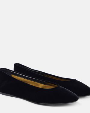 Saint Laurent Gio Velvet Ballet Flats - Blue