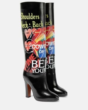 Vivienne Westwood Midas Printed Leather Knee-High Boots - Red