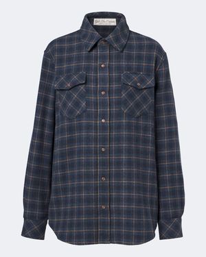 God's True Cashmere Rugged Explorer Plaid Cashmere Shirt - Blue