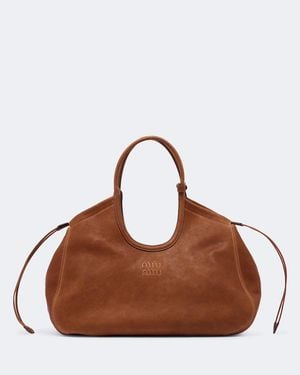 Miu Miu Ivy Leather Tote Bag - Brown