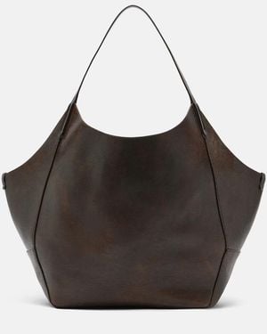 Brunello Cucinelli Monili Medium Reversible Leather Tote Bag - Black