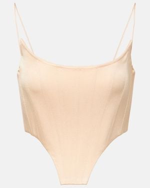 Alex Perry Satin Bustier Top - Natural