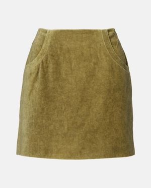Blazé Milano Coci High-Rise Cotton Velvet Miniskirt - Green