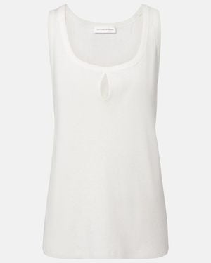 Victoria Beckham Split Cotton And Linen Tank Top - White