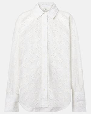 STAUD Colton Eyelet Cotton Shirt - White