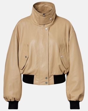 Nour Hammour Briar Cropped Leather Blouson Jacket - Natural