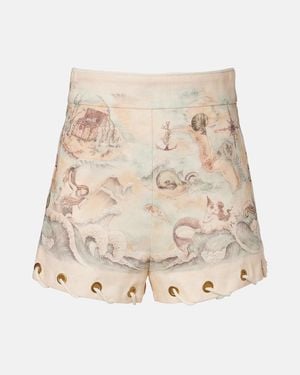 Zimmermann Printed Linen Shorts - Natural