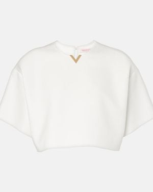Valentino Vgold Cotton Gabardine Crop Top - White