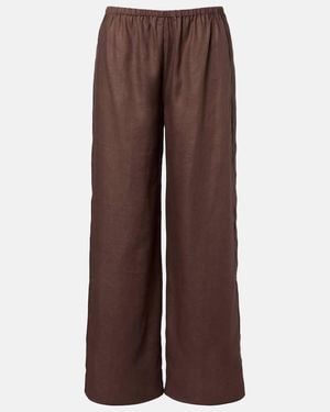 Asceno Weite Hose Austin Aus Leinen - Braun