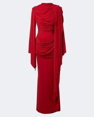 De La Vali Perisa Draped Jersey Maxi Dress - Red