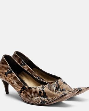KHAITE Marlene Snake-Effect Leather Court Shoes - Brown