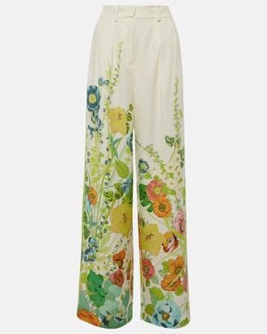 ALÉMAIS Constance Floral Wide Trousers - White