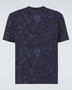 Etro Floral Cotton T-Shirt - Blue