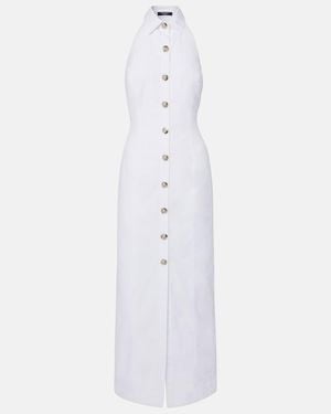 Balmain Open-Back Buttoned Poplin Shirt Dress - White