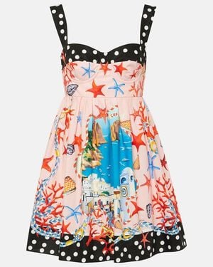 Dolce & Gabbana Capri Printed Cotton Minidress - Red