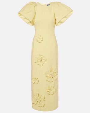 LEO LIN Lucinda Floral-Applique Tweed Maxi Dress - Yellow