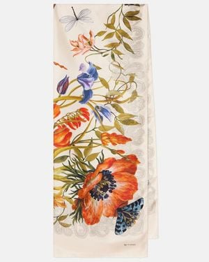 Etro Floral Silk Scarf - White