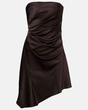 STAUD Adriana Draped Silk-Blend Minidress - Black