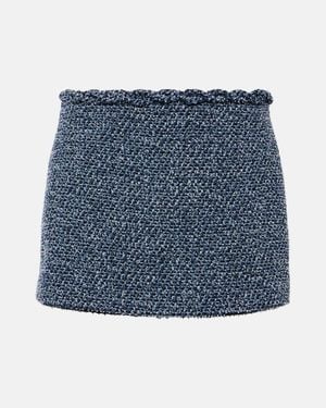 Valentino Tweed Denim Miniskirt - Blue
