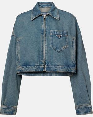 Prada Cropped Denim Jacket - Blue